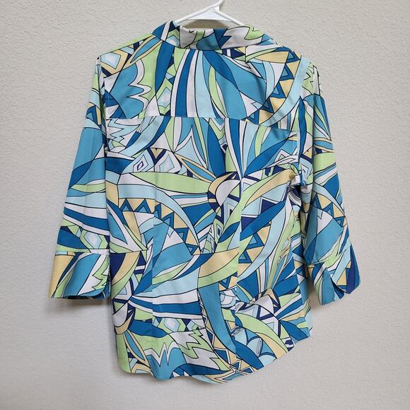 Chicos Womens Shirt Size Medium Chicos 1 Spring Summer Colorful Resort Casual - Picture 2 of 14